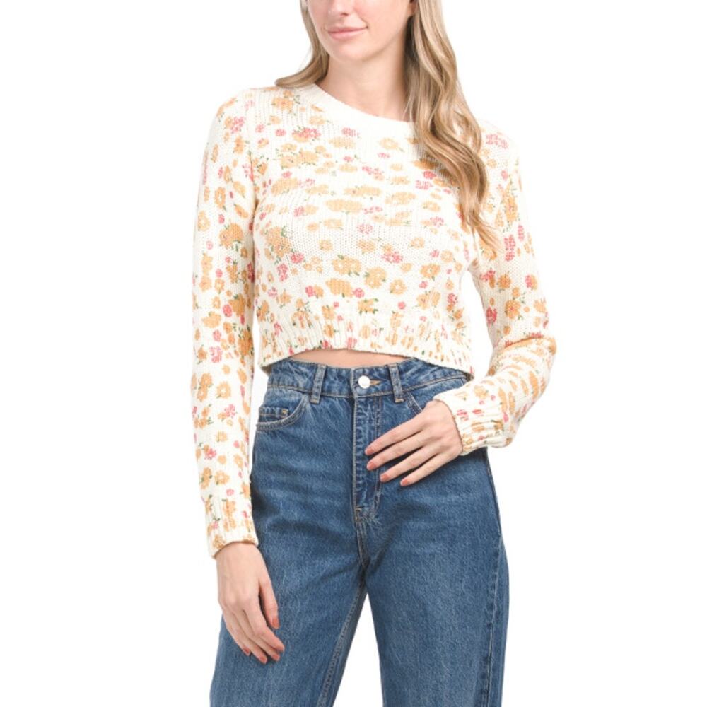 NWT! Emory Park Long Sleeve Floral Open Back Sweater Womens Size S